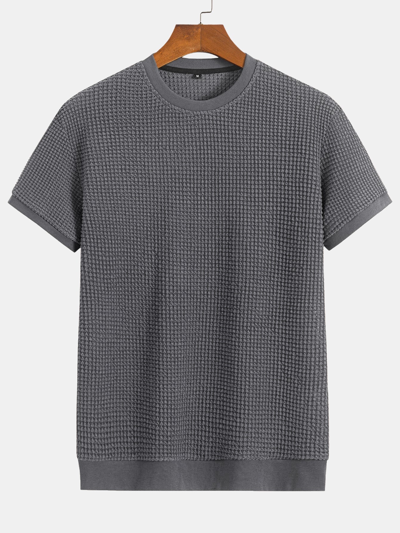 Kortärmad T-shirt med våffelmönster och ribbad nederkant