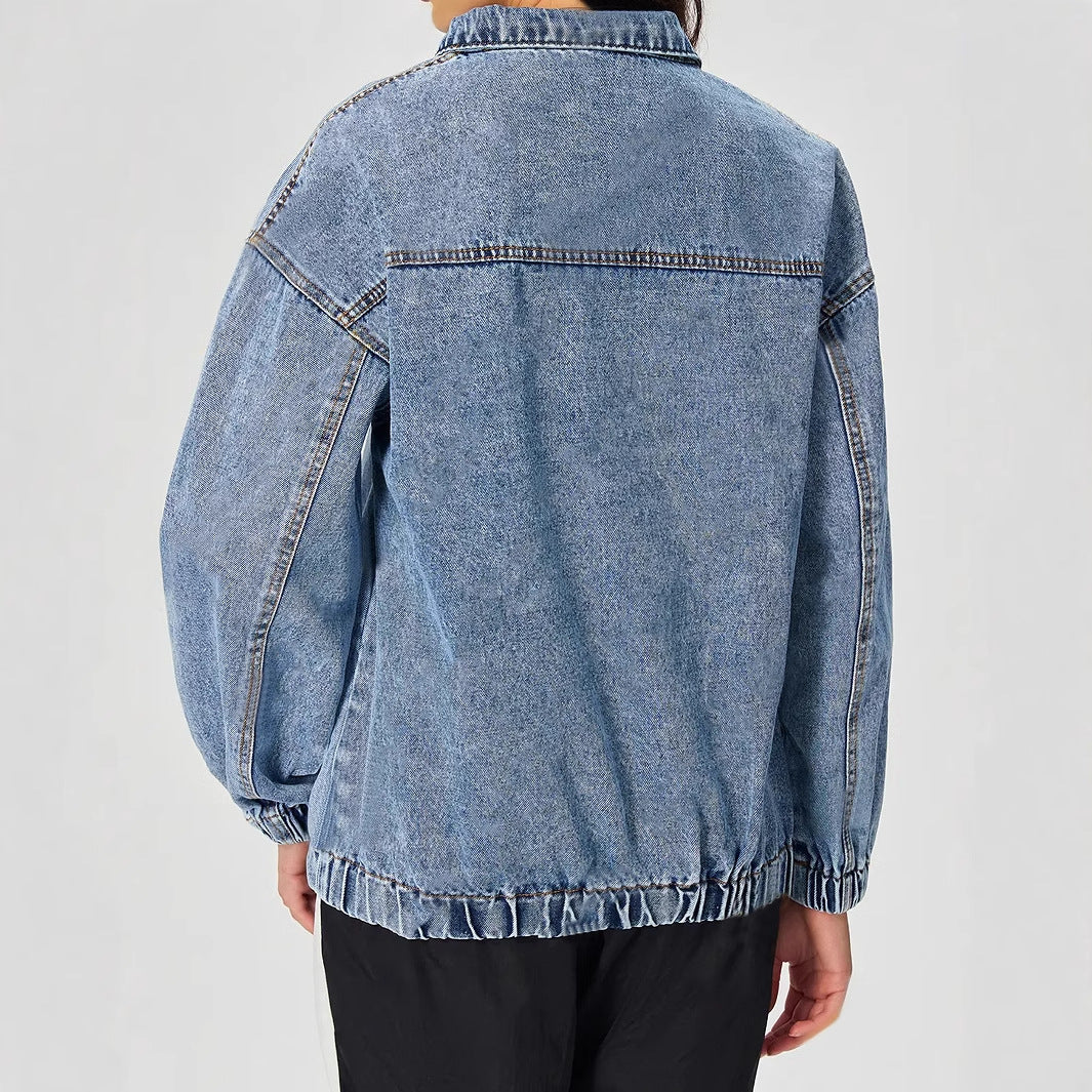 Dam Lös Tröja Fritids Skjorta i Denim