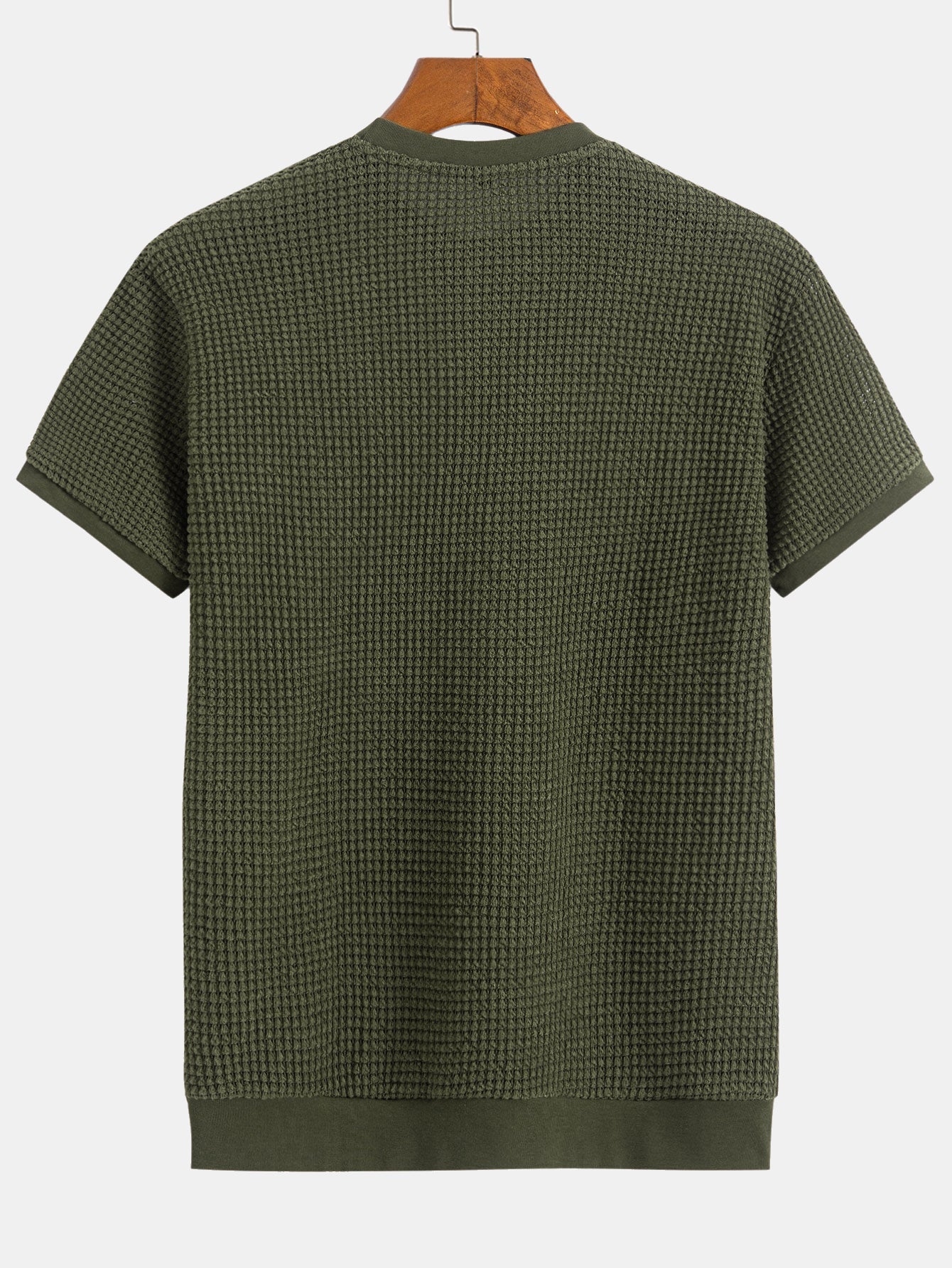 Kortärmad T-shirt med våffelmönster och ribbad nederkant