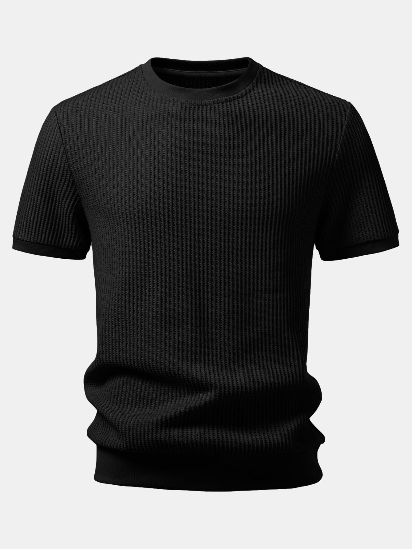 Våfflad t-shirt med ribbad nederkant