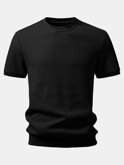 Våfflad t-shirt med ribbad nederkant
