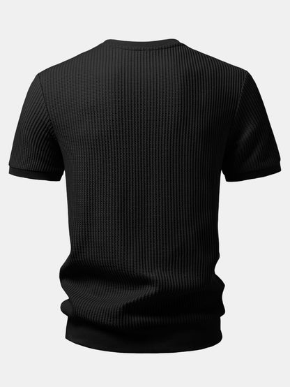 Våfflad t-shirt med ribbad nederkant