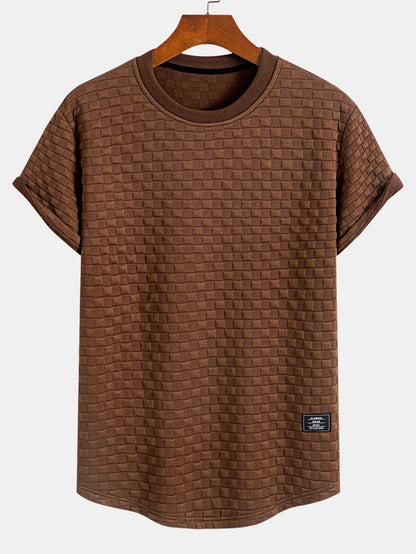 Schackrutig Jacquard Rundad Kant T-Shirt