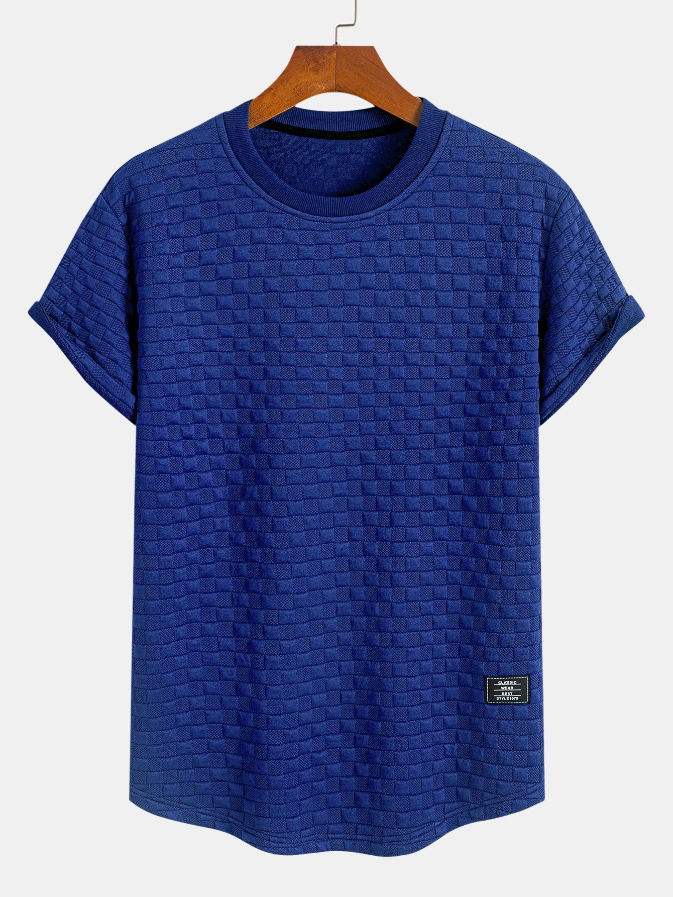 Schackrutig Jacquard Rundad Kant T-Shirt