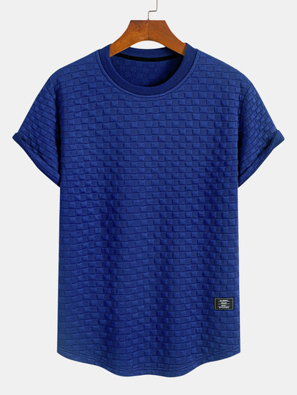 Schackrutig Jacquard Rundad Kant T-Shirt