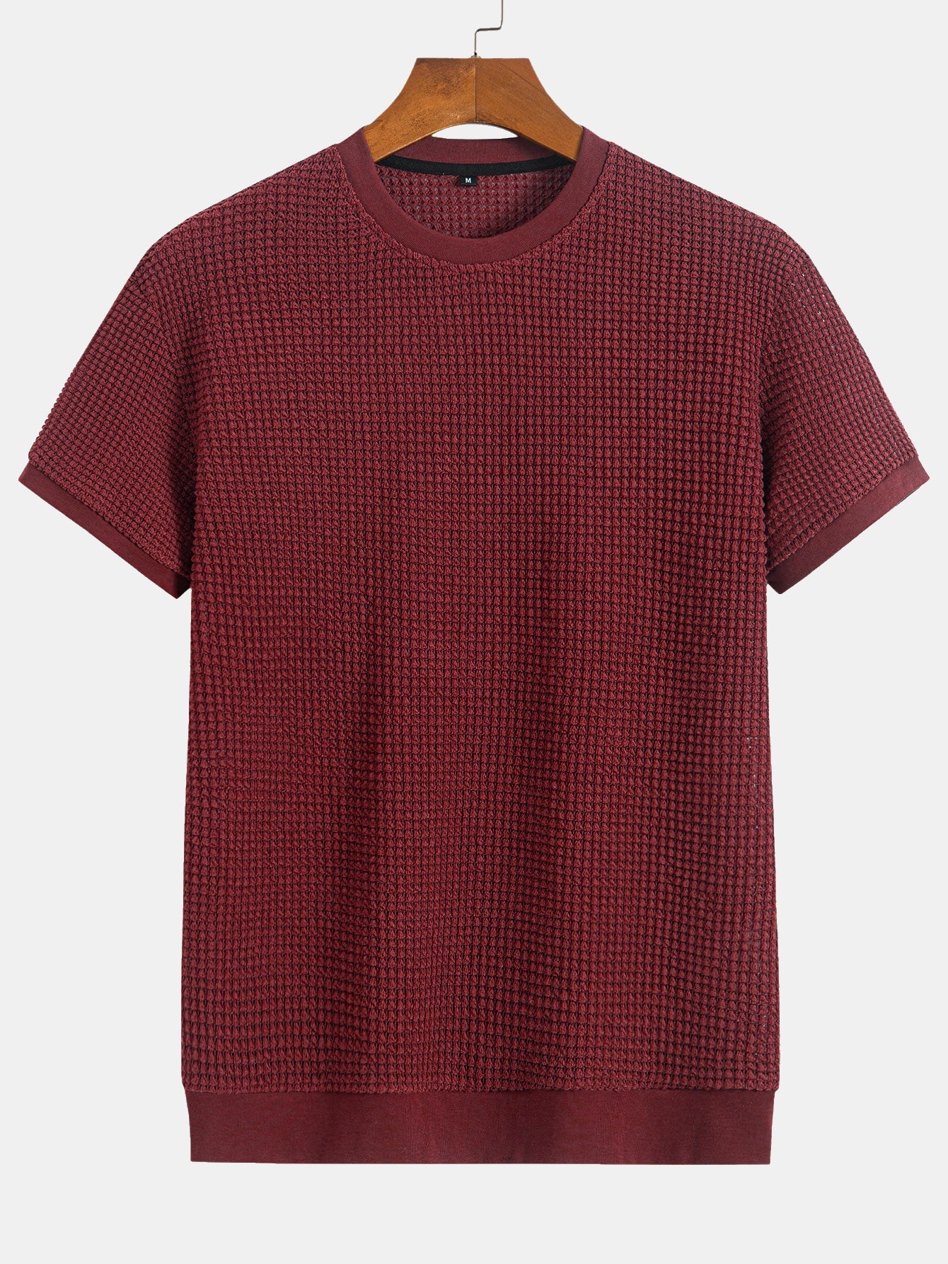 Kortärmad T-shirt med våffelmönster och ribbad nederkant