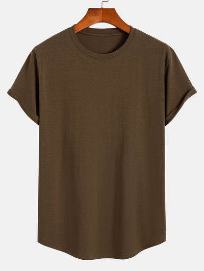 3-pack t-shirts i bomull med rundad nederkant