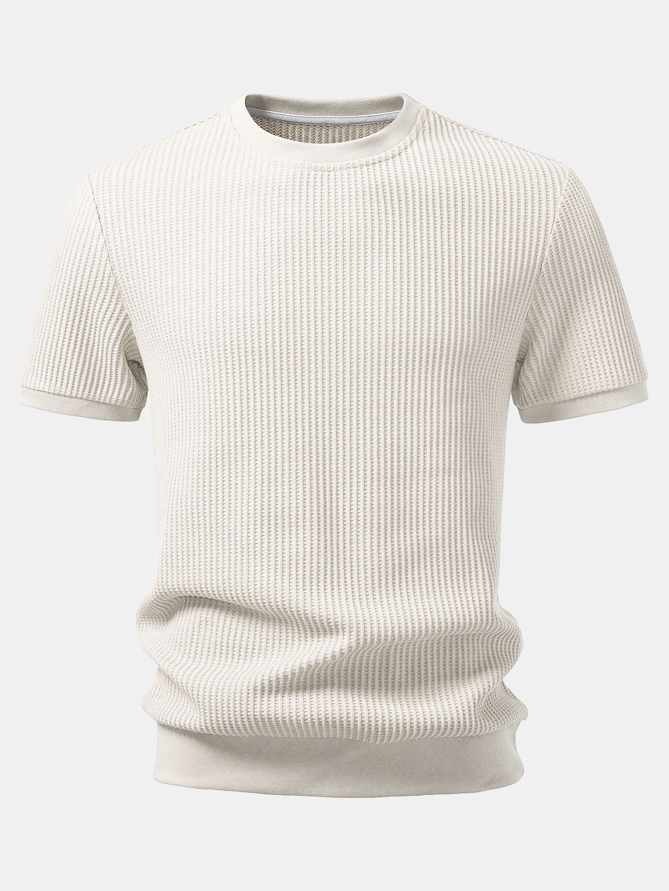 Våfflad t-shirt med ribbad nederkant