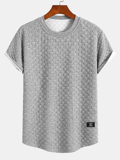 Schackrutig Jacquard Rundad Kant T-Shirt