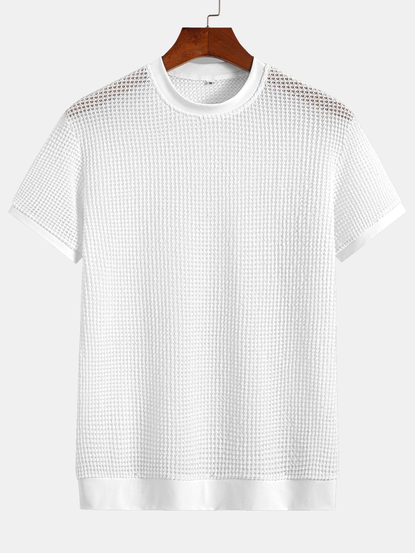 Kortärmad T-shirt med våffelmönster och ribbad nederkant