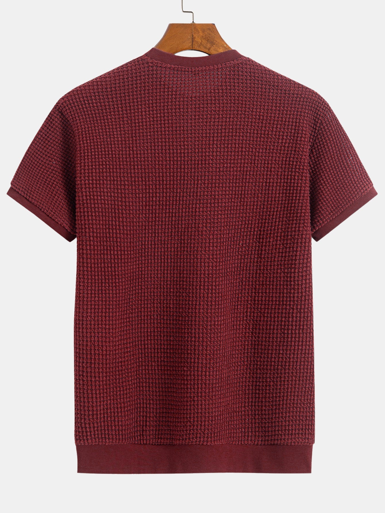 Kortärmad T-shirt med våffelmönster och ribbad nederkant