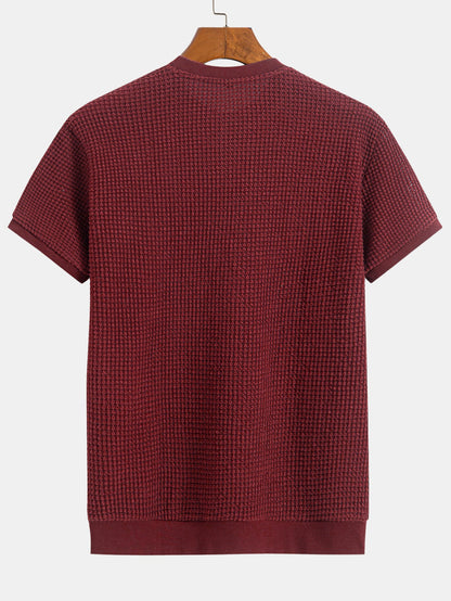 Kortärmad T-shirt med våffelmönster och ribbad nederkant