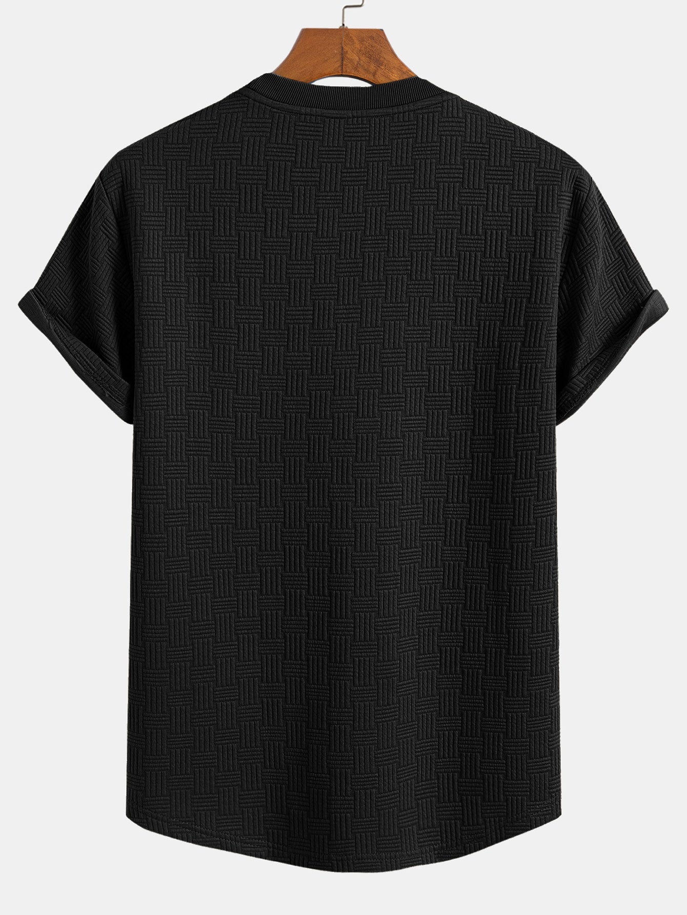 Randig Jacquard T-shirt med bågformad nederkant