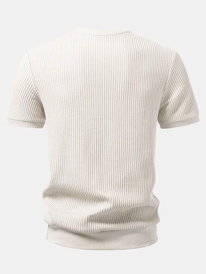 Våfflad t-shirt med ribbad nederkant