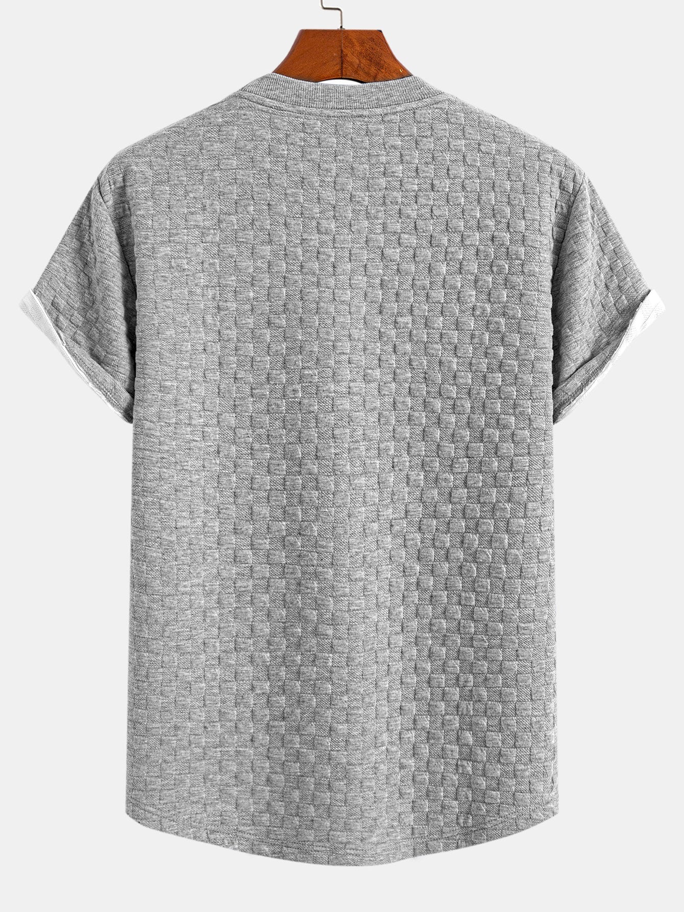 Schackrutig Jacquard Rundad Kant T-Shirt
