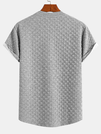 Schackrutig Jacquard Rundad Kant T-Shirt