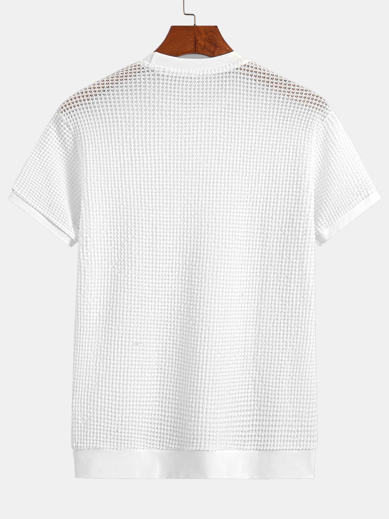 Kortärmad T-shirt med våffelmönster och ribbad nederkant