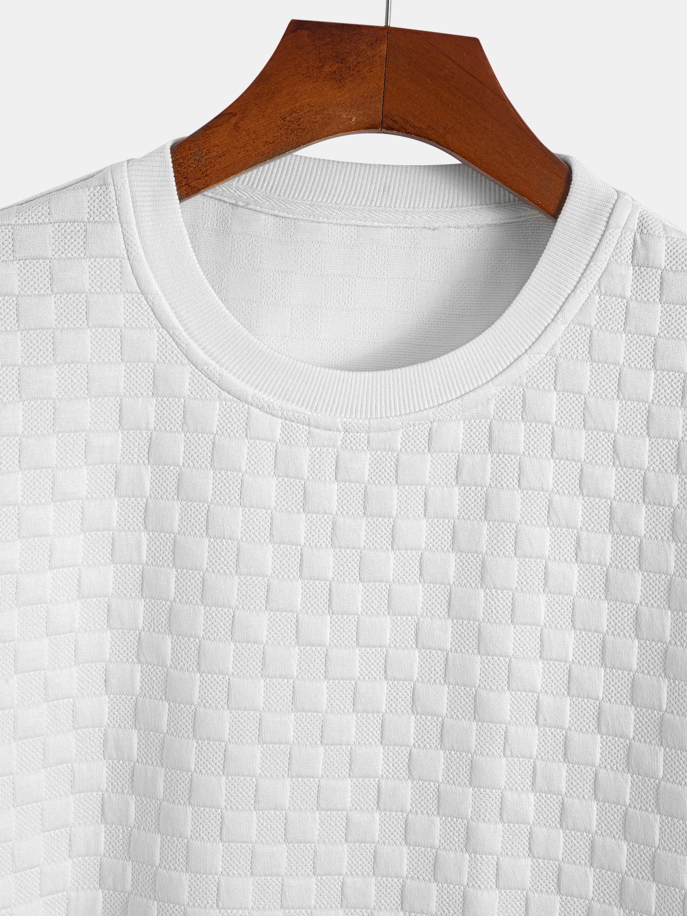 Schackrutig Jacquard Rundad Kant T-Shirt