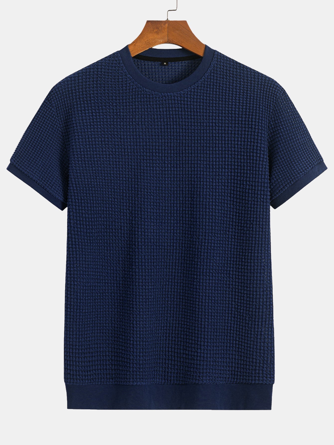 Kortärmad T-shirt med våffelmönster och ribbad nederkant