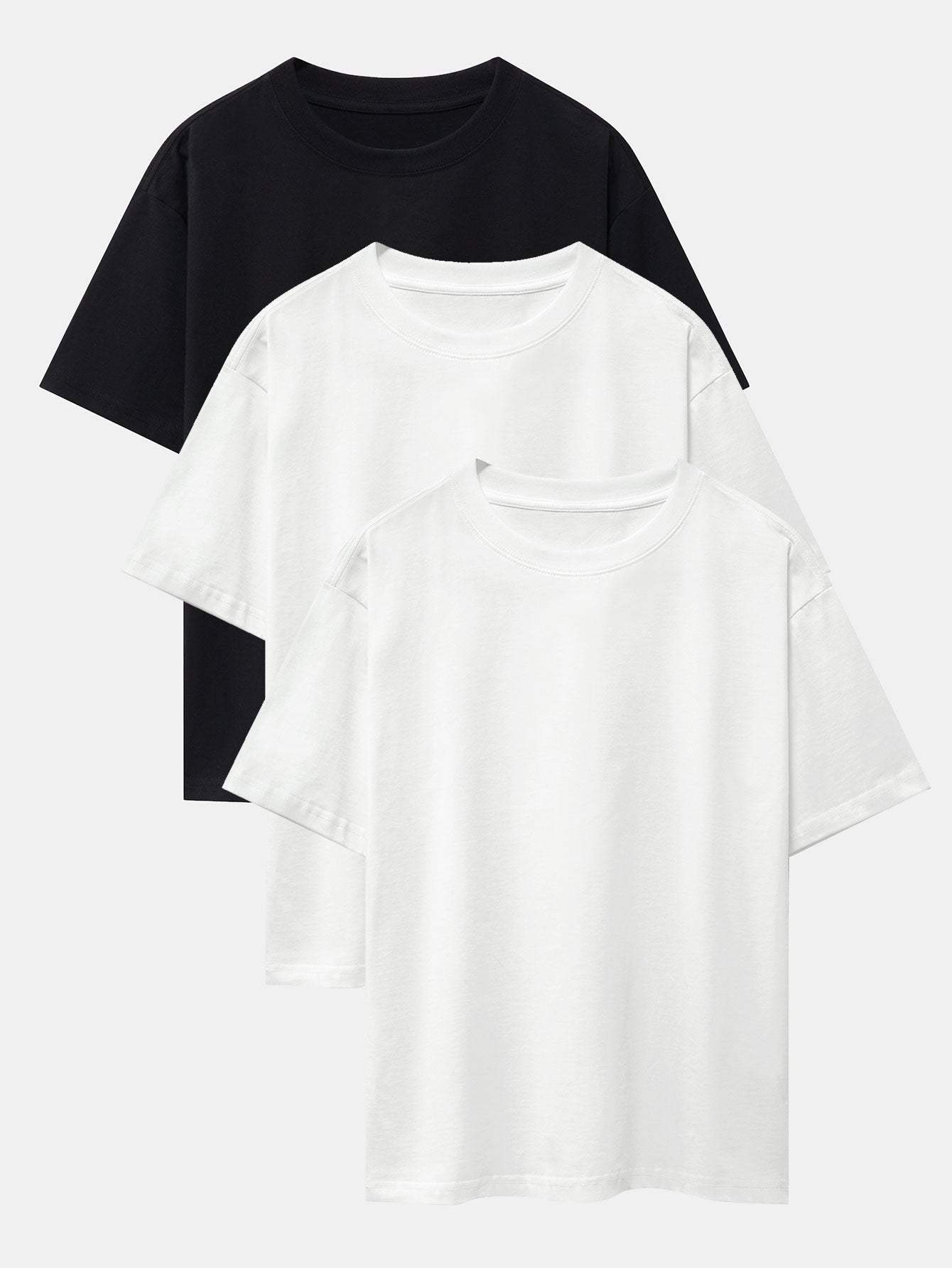3-pack T-shirt med kraftig kvalitet och nedhasad axelsöm i oversize-modell