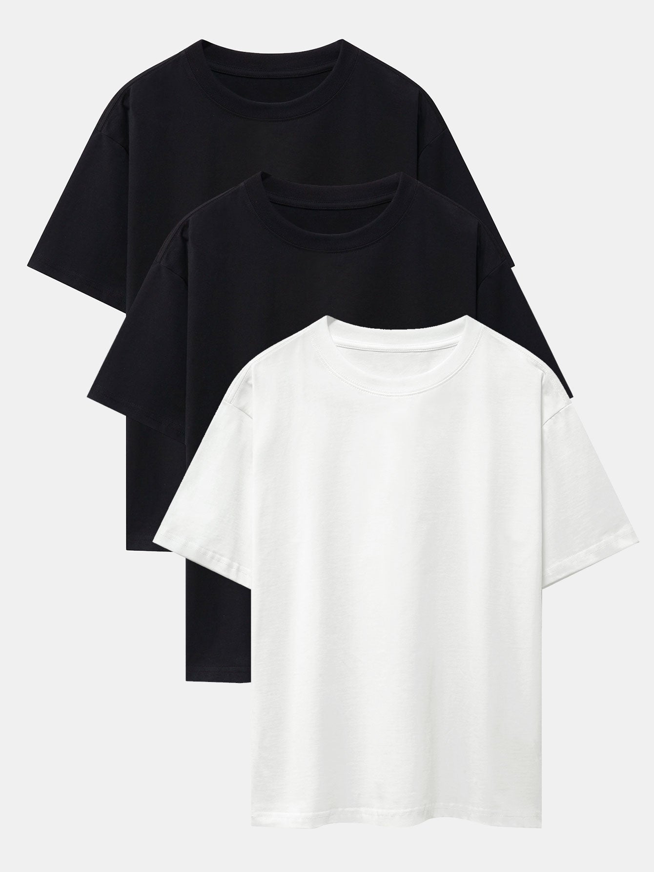 3-pack T-shirt med kraftig kvalitet och nedhasad axelsöm i oversize-modell