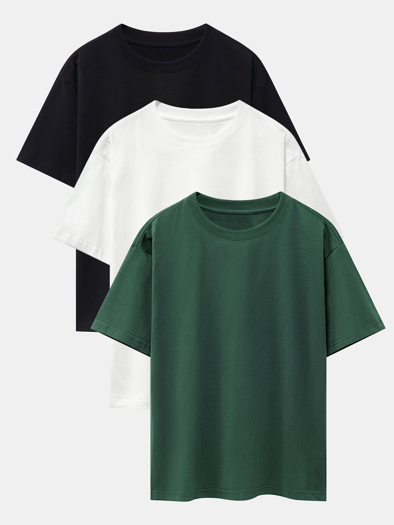 3-pack T-shirt med kraftig kvalitet och nedhasad axelsöm i oversize-modell