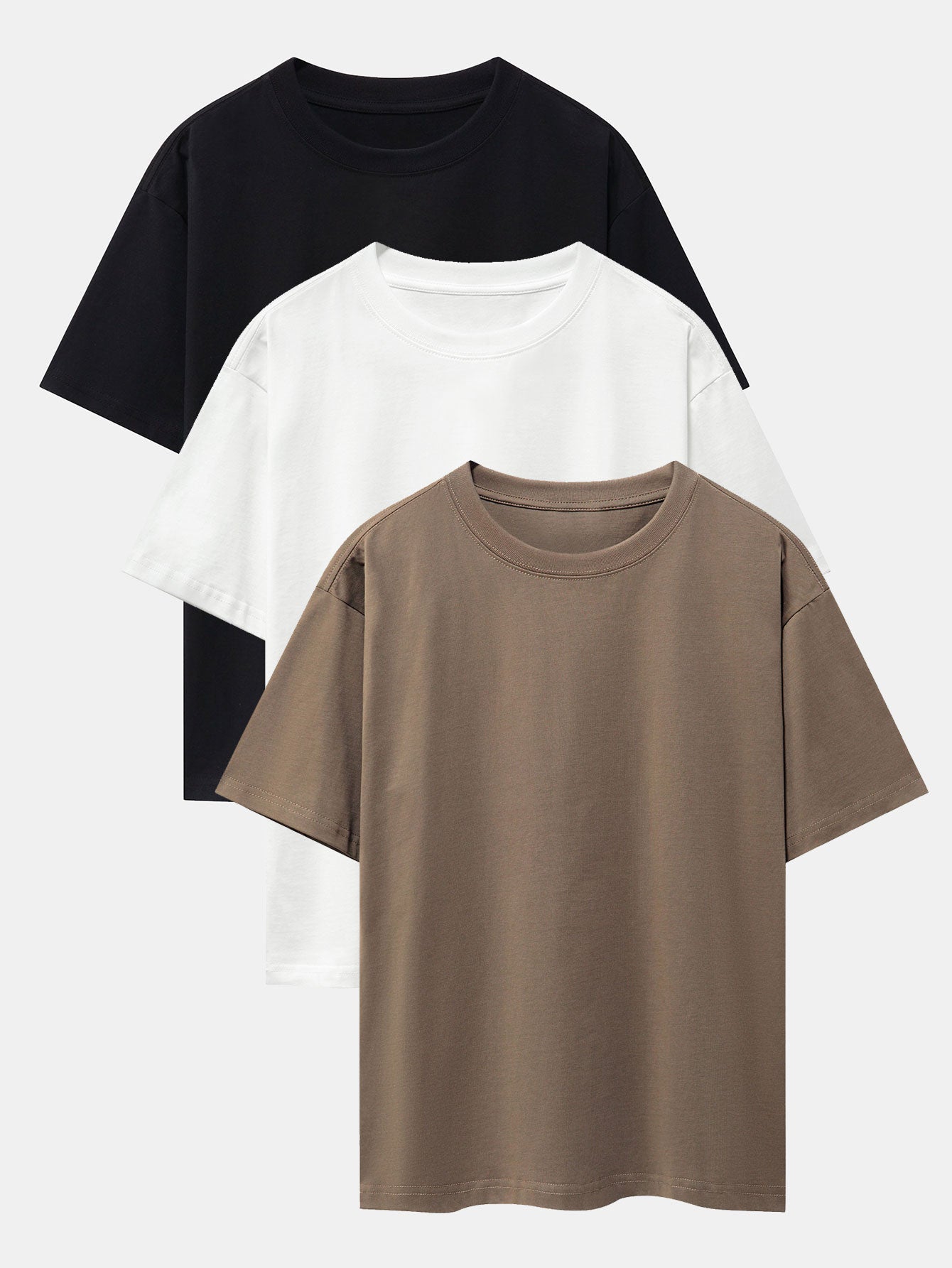 3-pack T-shirt med kraftig kvalitet och nedhasad axelsöm i oversize-modell