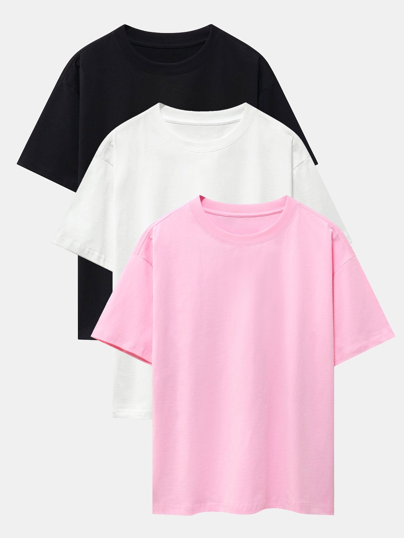 3-pack T-shirt med kraftig kvalitet och nedhasad axelsöm i oversize-modell