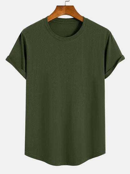 3-pack t-shirts i bomull med rundad nederkant
