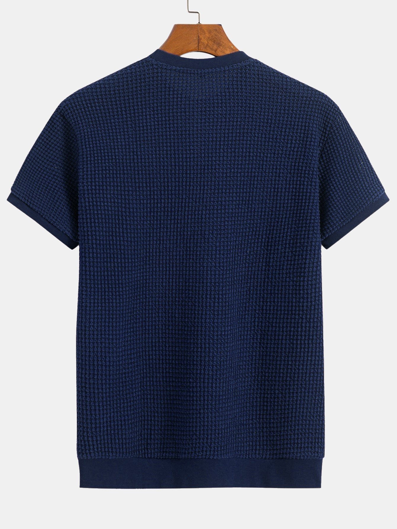 Kortärmad T-shirt med våffelmönster och ribbad nederkant