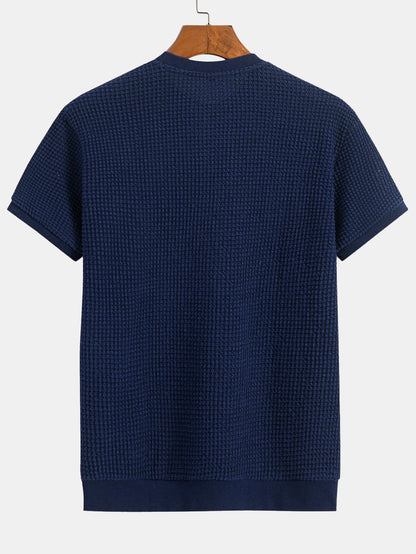 Kortärmad T-shirt med våffelmönster och ribbad nederkant