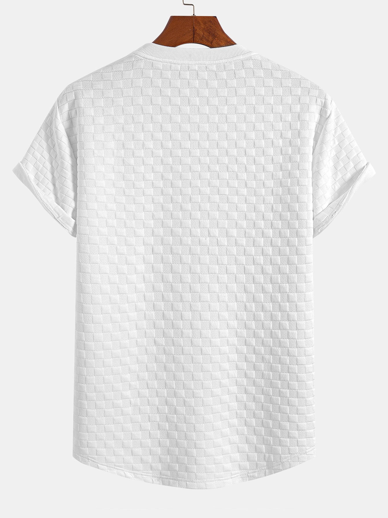 Schackrutig Jacquard Rundad Kant T-Shirt