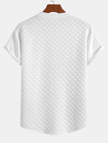 Schackrutig Jacquard Rundad Kant T-Shirt