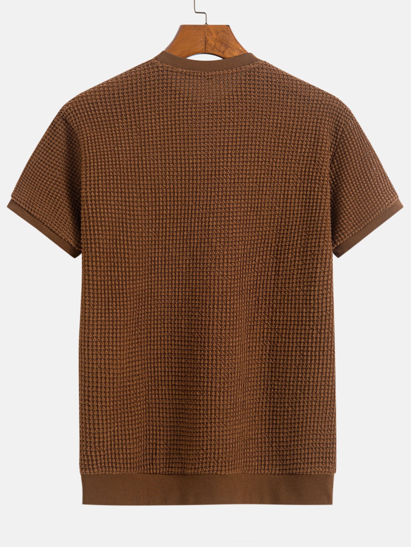Kortärmad T-shirt med våffelmönster och ribbad nederkant