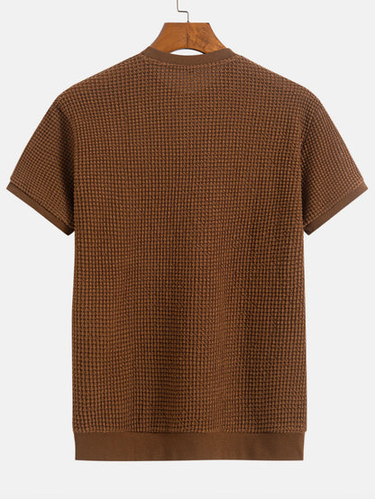 Kortärmad T-shirt med våffelmönster och ribbad nederkant