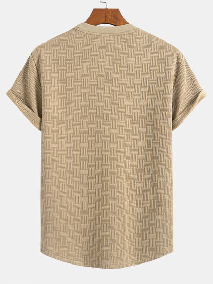 Randig Jacquard T-shirt med bågformad nederkant