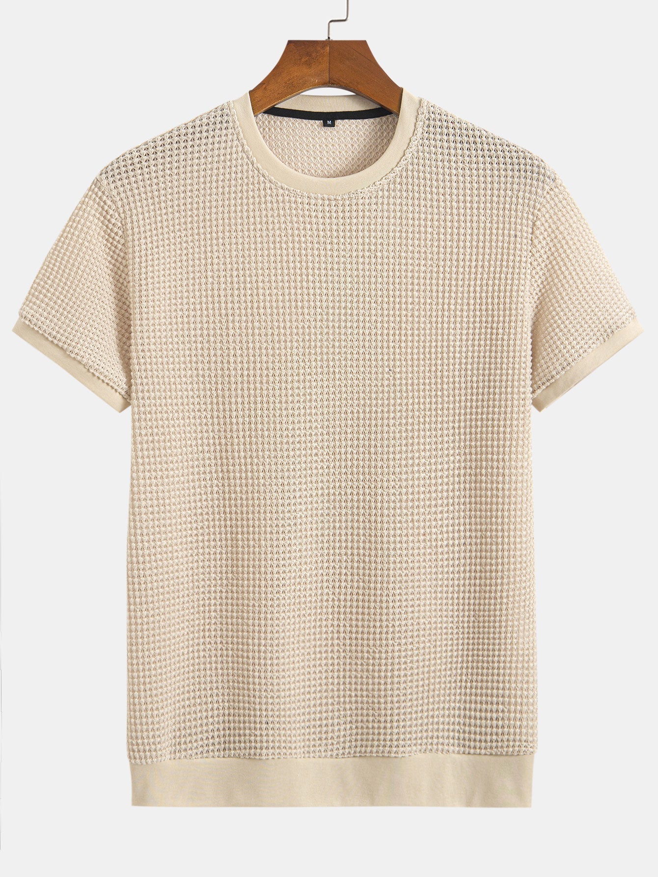 Kortärmad T-shirt med våffelmönster och ribbad nederkant