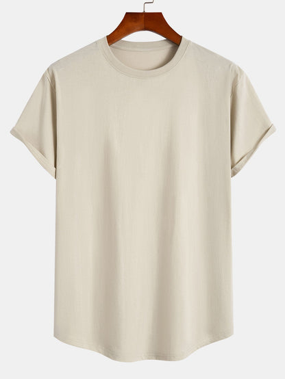 3-pack t-shirts i bomull med rundad nederkant