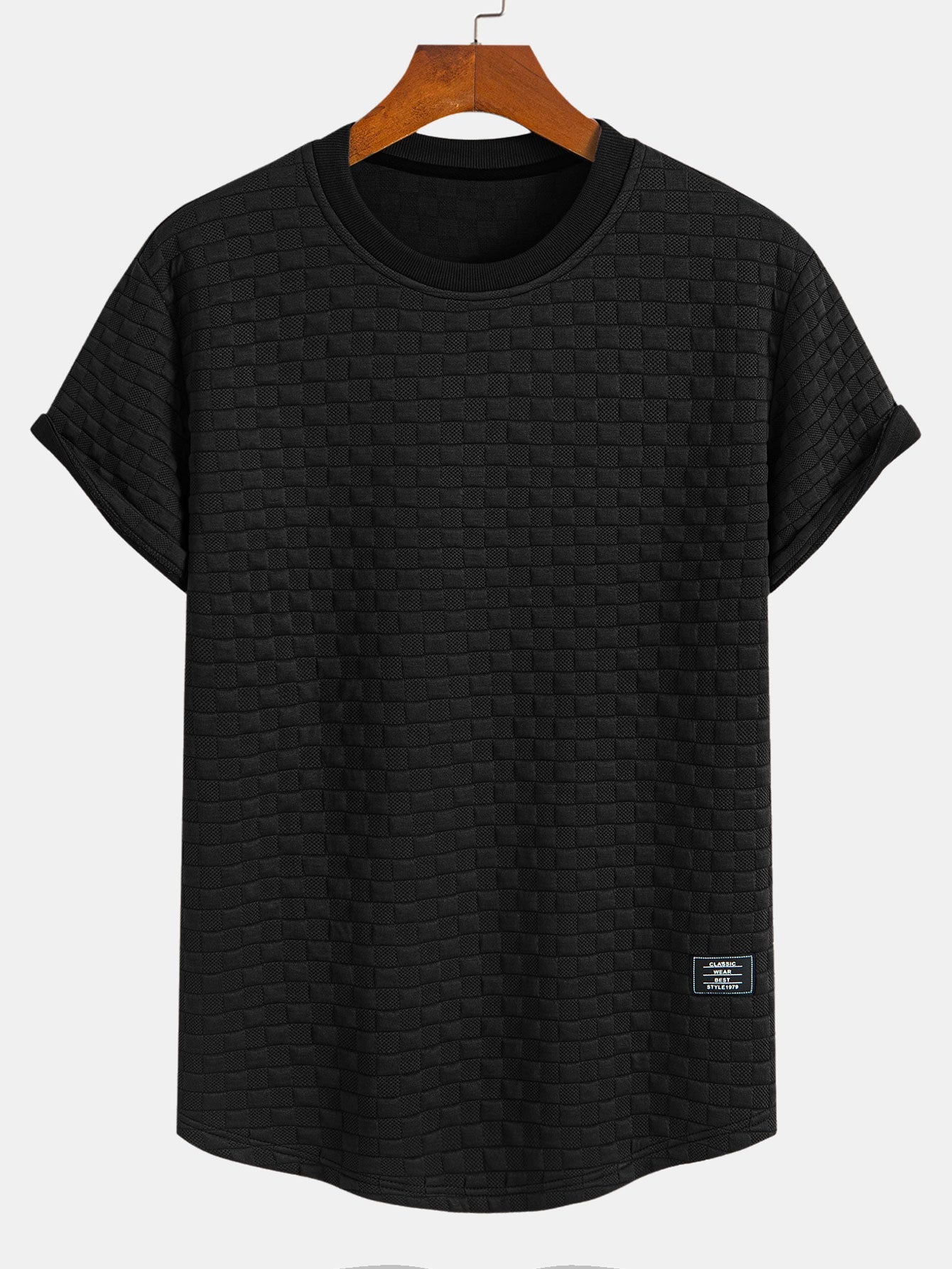 Schackrutig Jacquard Rundad Kant T-Shirt