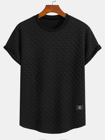 Schackrutig Jacquard Rundad Kant T-Shirt