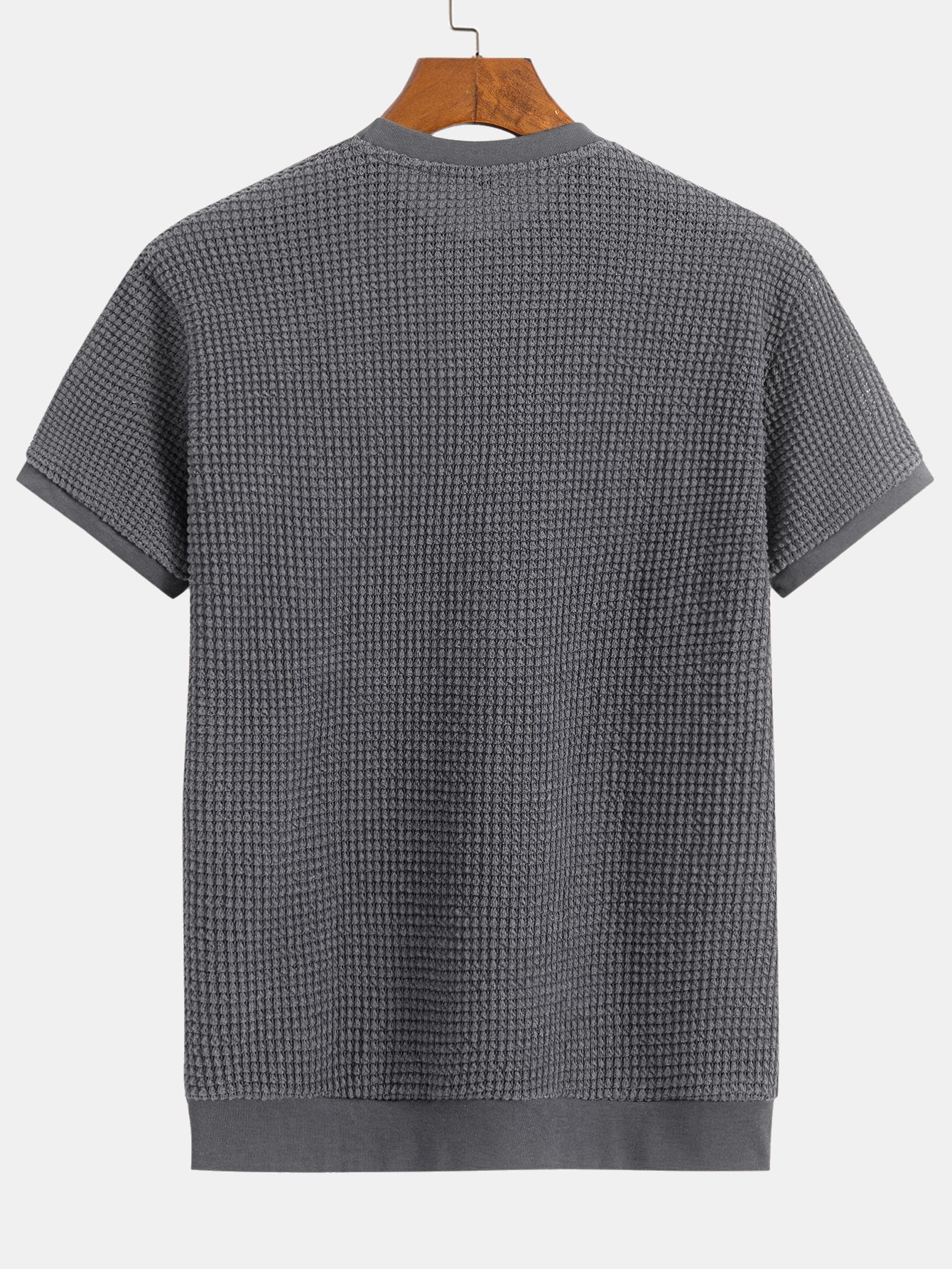 Kortärmad T-shirt med våffelmönster och ribbad nederkant