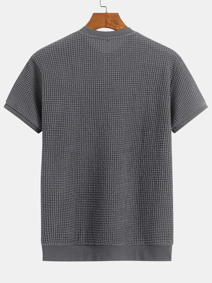 Kortärmad T-shirt med våffelmönster och ribbad nederkant