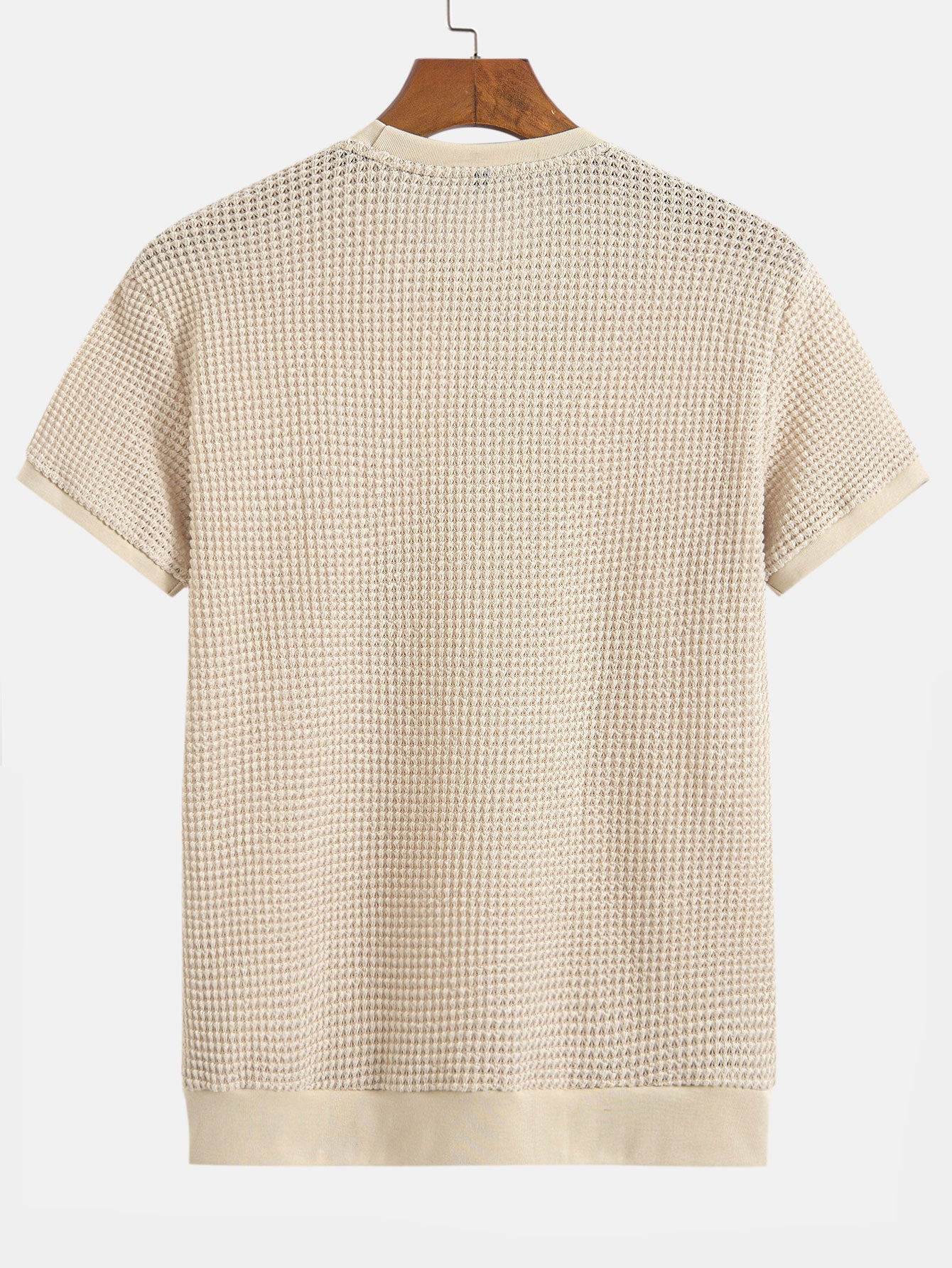 Kortärmad T-shirt med våffelmönster och ribbad nederkant