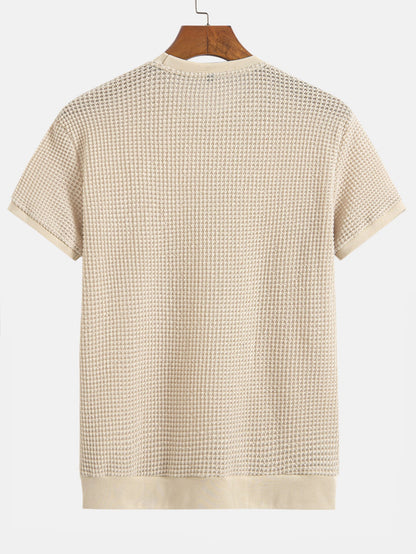 Kortärmad T-shirt med våffelmönster och ribbad nederkant