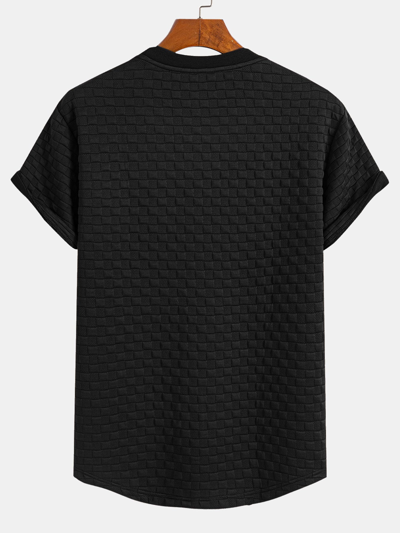 Schackrutig Jacquard Rundad Kant T-Shirt