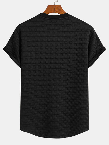Schackrutig Jacquard Rundad Kant T-Shirt