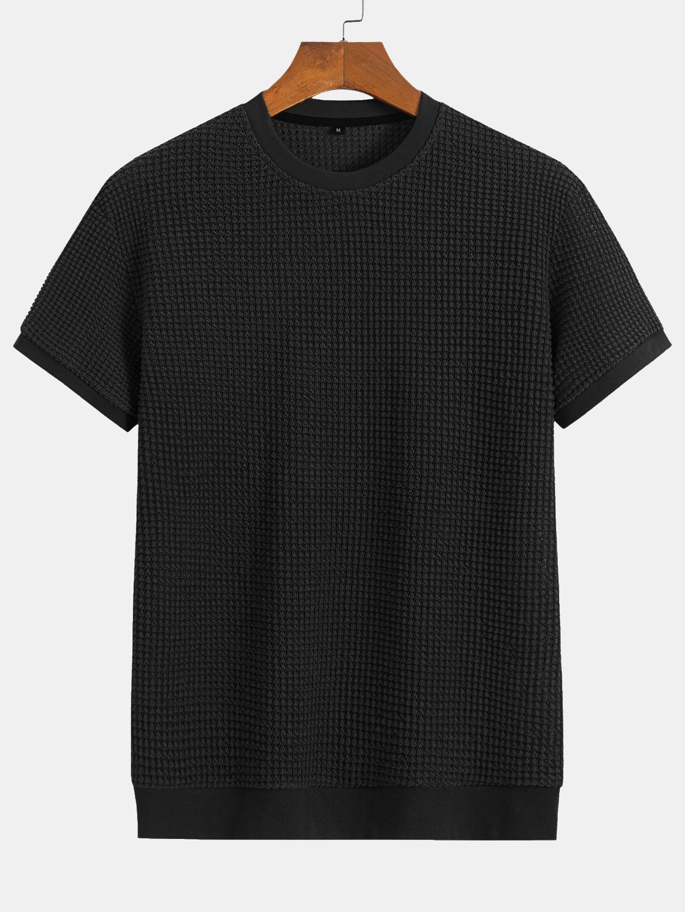 Kortärmad T-shirt med våffelmönster och ribbad nederkant
