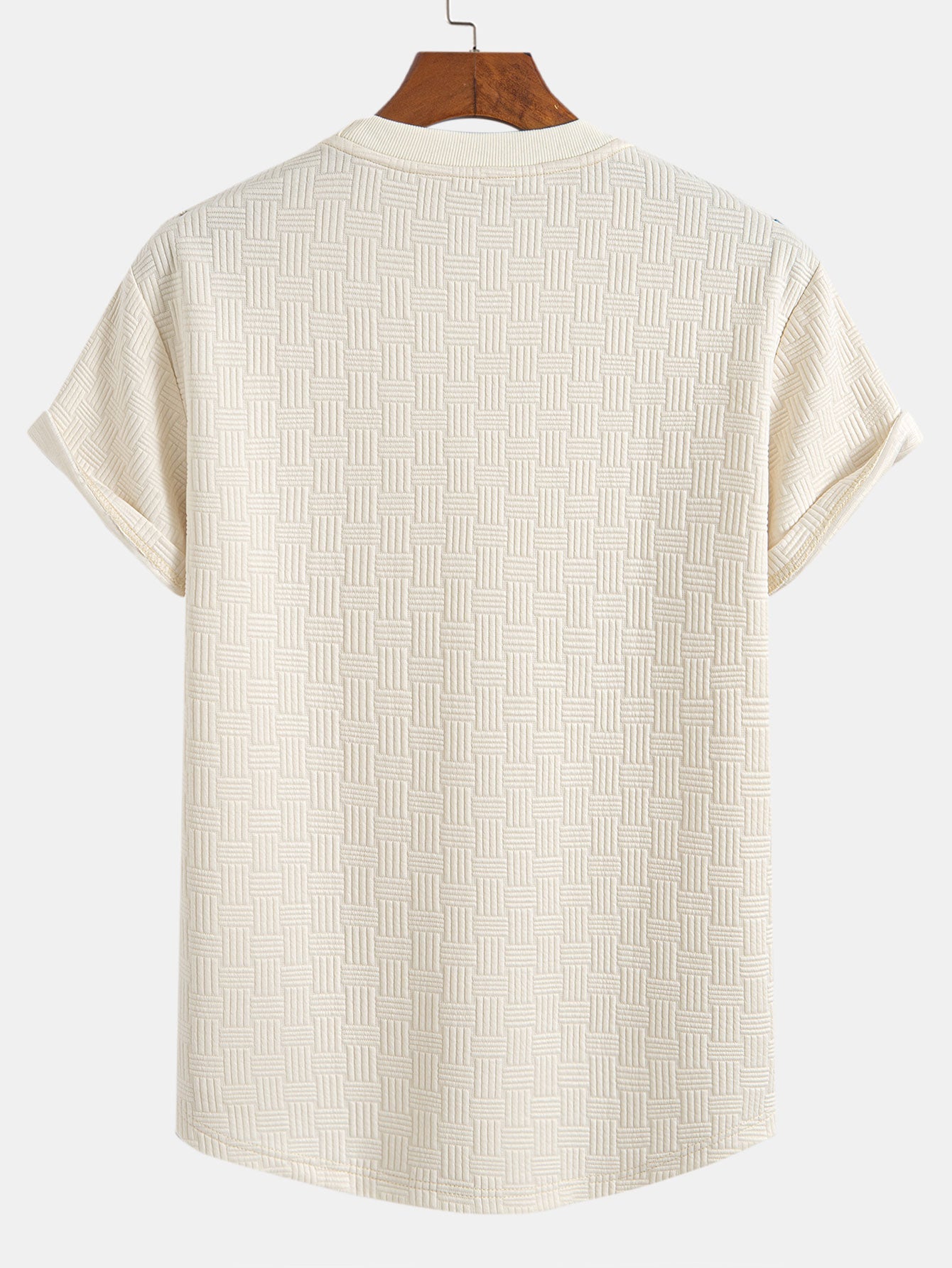 Randig Jacquard T-shirt med bågformad nederkant