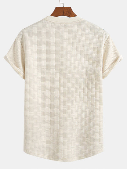 Randig Jacquard T-shirt med bågformad nederkant