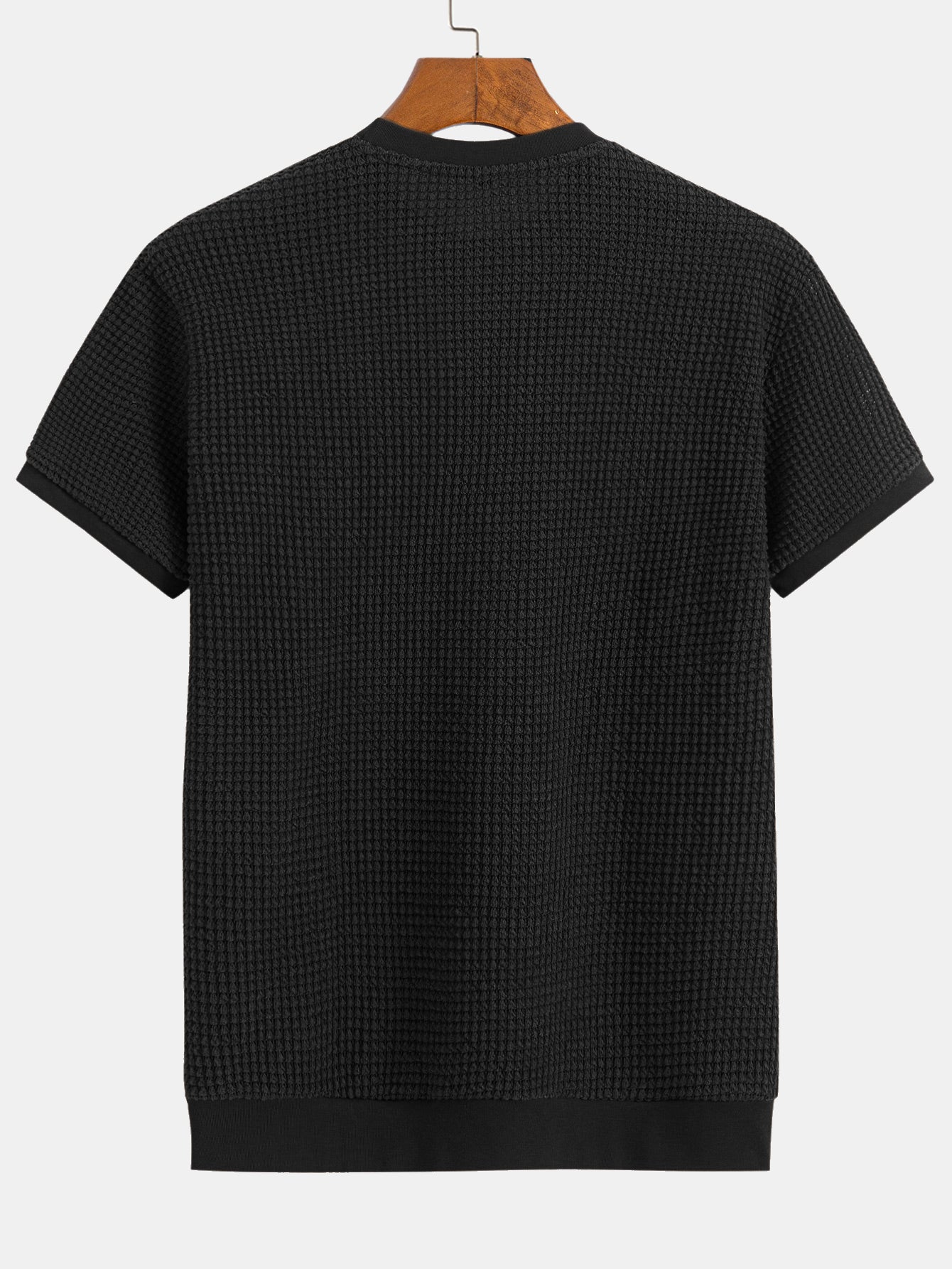 Kortärmad T-shirt med våffelmönster och ribbad nederkant